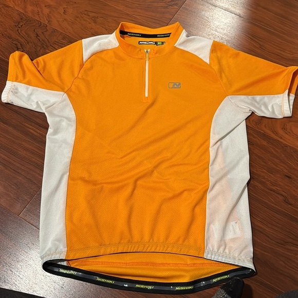 Nishiki Cycling Jersey Men's MD 1/4 Zip Orange White - Picture 2 of 4